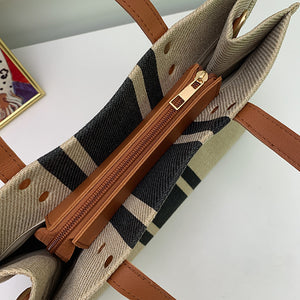 Hand-held Large-capacity Striped Canvas Bag