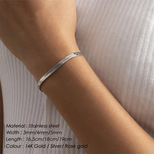 Load image into Gallery viewer, 3MM Flat Snake Chain Bracelet
