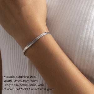 3MM Flat Snake Chain Bracelet
