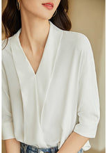 Load image into Gallery viewer, V-neck Mid-sleeve Chiffon Fashion Placket Blouse
