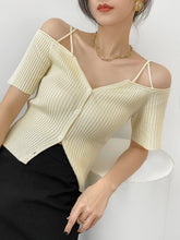 Load image into Gallery viewer, French Cross Sling Strapless Short-sleeved Shirt
