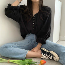 Load image into Gallery viewer, Summer Niche Round Neck Loose Wild Long-sleeved Shirt
