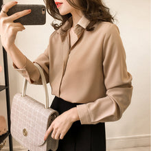 Load image into Gallery viewer, Solid Color Han Fan Simple Long-sleeved Shirt
