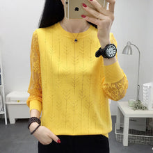 Load image into Gallery viewer, Round Neck Lace Knit Bottoming Shirt
