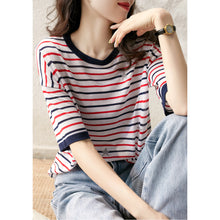 Load image into Gallery viewer, New Star Jacquard Striped Short-sleeved T-shirt
