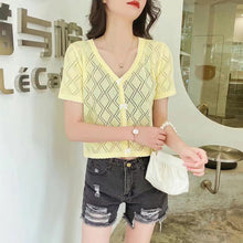 Load image into Gallery viewer, Lightweight Short-sleeved V-neck Sweater Shirt
