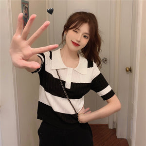 Super Hot Retro Western Style Contrasting Stripe Shirt
