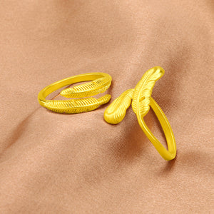 Gold Feather Jewelry Set