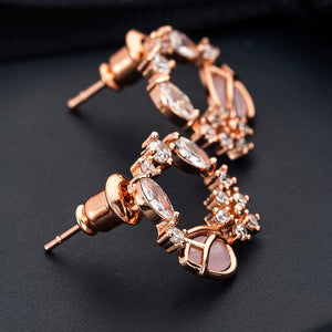 Rose Zircon Wreath Blossom Flower Jewelry Set