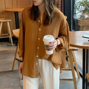 Folded Refreshing Sunscreen Loose Casual Shirt
