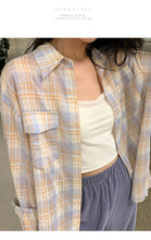 Load image into Gallery viewer, Summer Design Plaid Long-sleeved Sunscreen Top Shirt
