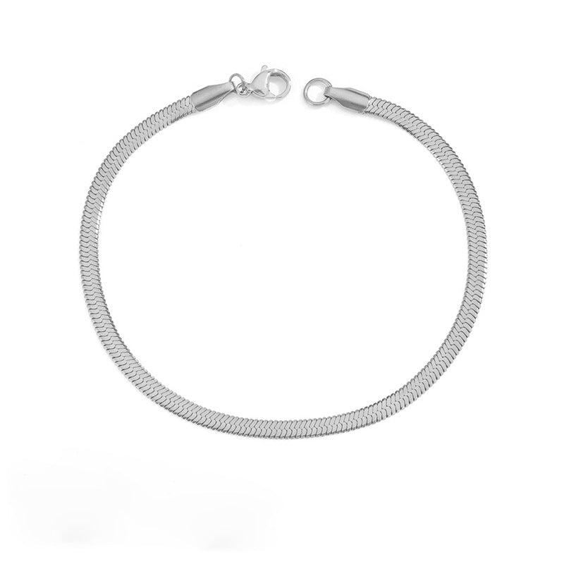 3MM Flat Snake Chain Bracelet