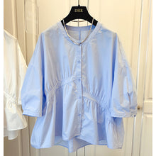 Load image into Gallery viewer, Loose Asymmetric Fold Stitching Doll Shirt
