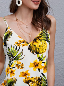 SHEIN Tropical Print Low Back Cami Top