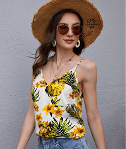 SHEIN Tropical Print Low Back Cami Top
