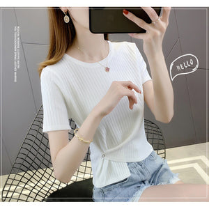 New Ins Super-fire Ice Silk Short-sleeved T-shirt