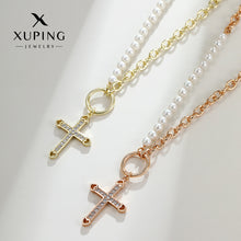 Load image into Gallery viewer, Cross Collarbone Chain Pearl Necklace
