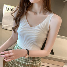 Load image into Gallery viewer, V-neck Summer Camisole Knitted Sleeveless Top Shirt
