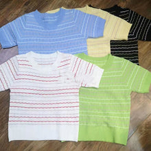 Load image into Gallery viewer, Korean Style Stripe Shirt Short-sleeved Sweater
