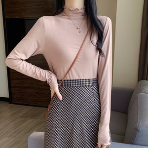 Modal Half-High Collar Long-sleeved Thin Shirt