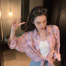 Load image into Gallery viewer, Summer Design Plaid Long-sleeved Sunscreen Top Shirt
