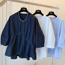 Load image into Gallery viewer, Loose Asymmetric Fold Stitching Doll Shirt
