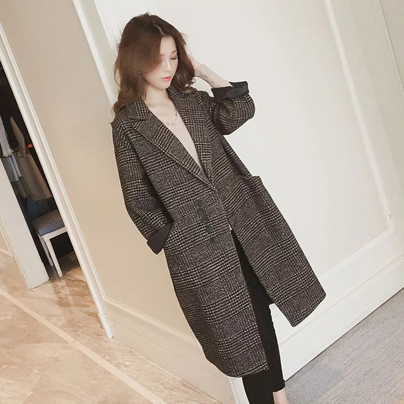 Korean Style Forest Woolen Mid-length Winter Coat