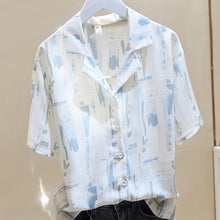 Load image into Gallery viewer, Summer Design V-neck Blouse Chiffon Flower Shirt
