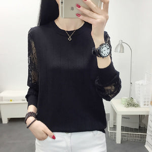 Round Neck Lace Knit Bottoming Shirt