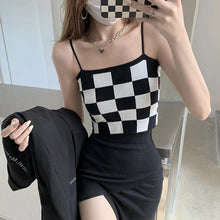Load image into Gallery viewer, Checkerboard Knitted Sling Plaid Slim Shirt
