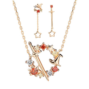 Wizard Hat Sorcerer Stone 925 Silver Jewelry Set