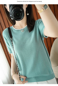 Checkered Round Neck Short-sleeved T-shirt
