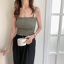 Load image into Gallery viewer, All-match Wrap Chest Top Suspender Ruffled Shirt
