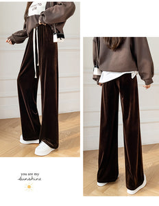 Wide-legged High-waist Drape Loose Drawstring Mopping Pants
