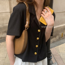 Load image into Gallery viewer, HEYGIRL Black Korean Style Short-sleeved Shirt
