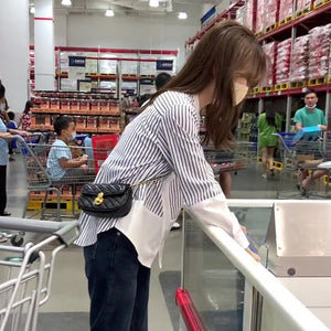 Striped Stitching Autumn Fashion Long-sleeved Shirt