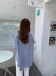 Real Shot Solid Color Outer Wear Long-sleeved Shirt