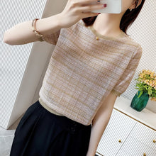 Load image into Gallery viewer, Luxury Wild Slim Knitted Plaid Short-sleeved Shirt
