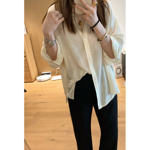 Folded Refreshing Sunscreen Loose Casual Shirt
