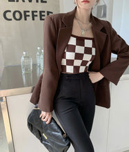 Load image into Gallery viewer, Checkerboard Knitted Sling Plaid Slim Shirt
