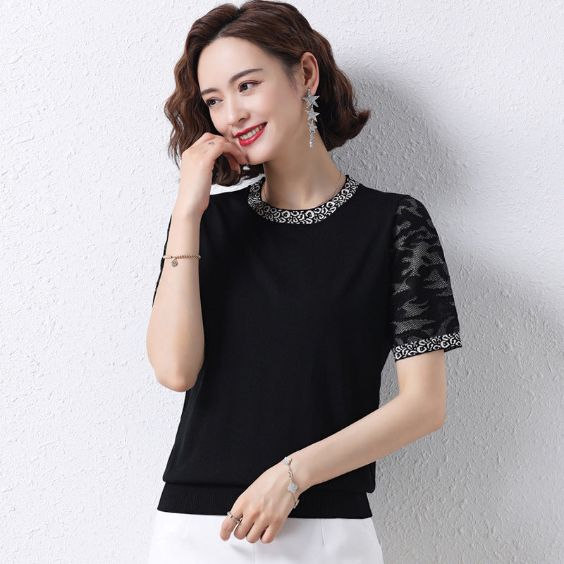 Hollow Thin Ice Silk Short-sleeve T-shirt