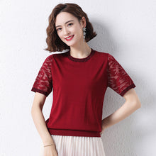 Load image into Gallery viewer, Hollow Thin Ice Silk Short-sleeve T-shirt
