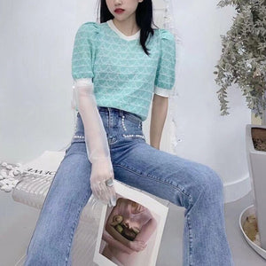 Korean Style Slim Puff-sleeved Sweater Shirt