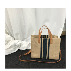Hand-held Large-capacity Striped Canvas Bag