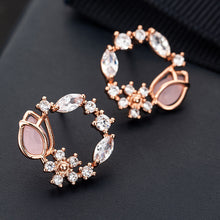 Load image into Gallery viewer, Rose Zircon Wreath Blossom Flower Jewelry Set
