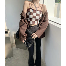 Load image into Gallery viewer, Checkerboard Knitted Sling Plaid Slim Shirt
