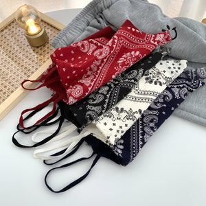 Niche cashew nut flower silk scarf net red inner vest small suspender tube top top outerwear trendy