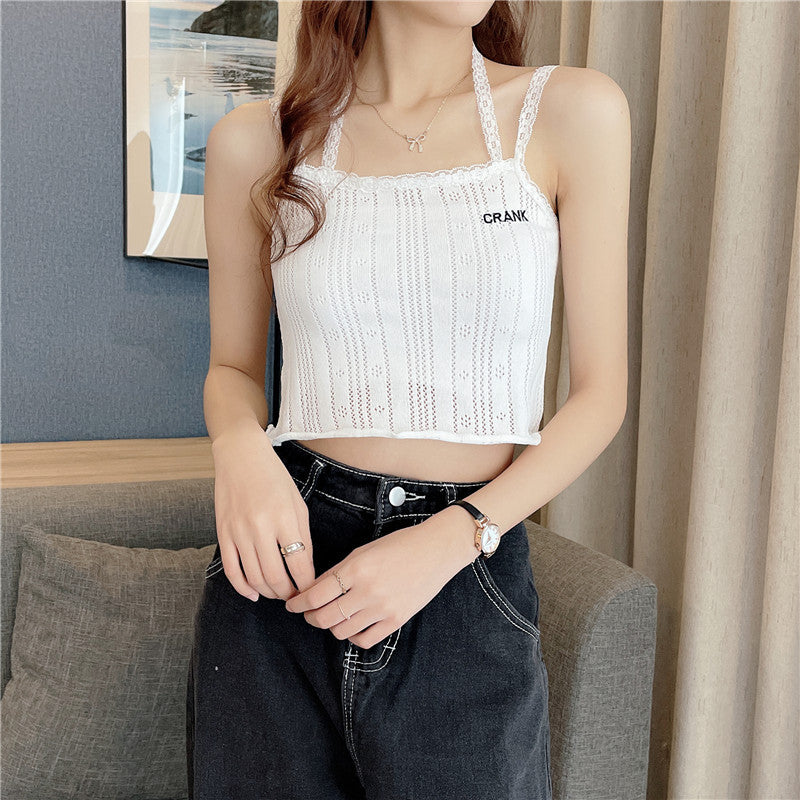 Korean Crank Vest Halter Sling Lace Top Shirt