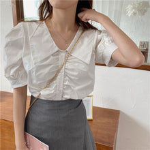 Load image into Gallery viewer, Summer Korean Sweet Ears Puff French Blouse Shirt
