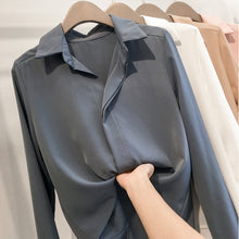 Load image into Gallery viewer, Solid Color Han Fan Simple Long-sleeved Shirt
